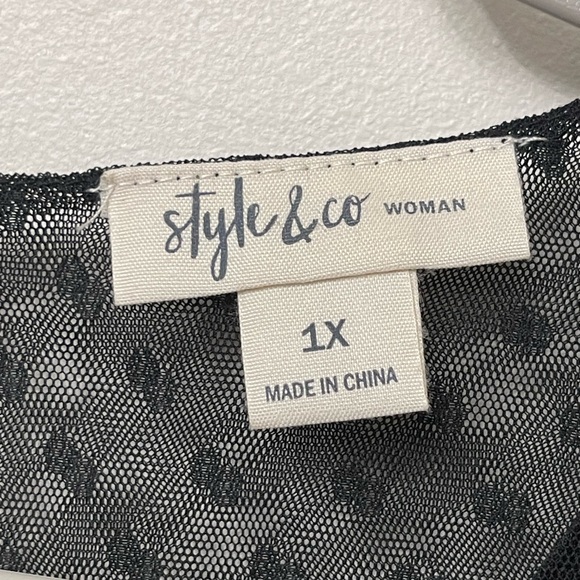 Style & Co Sheer Embroidered Blouse - Picture 6 of 7